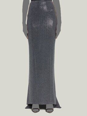 Maticevski Women's Black Wavelength Sequined Maxi Skirt Size AU 12